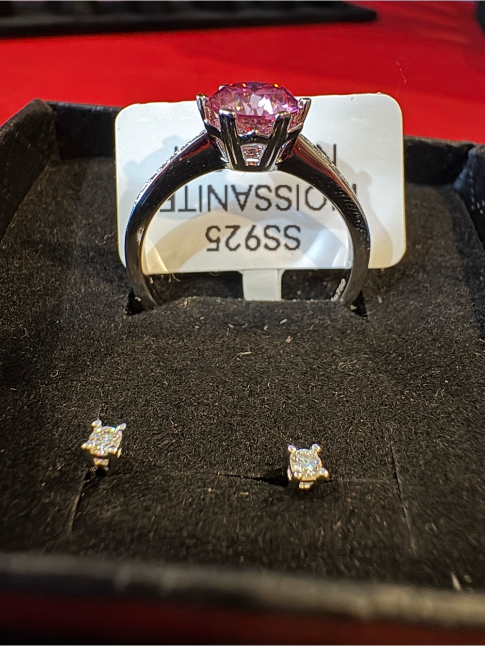 1.0CT Pink Moissanite White Gold Over Sterling Silver Ring Size 7 - Picture 6 of 8